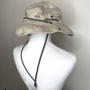 REI Co-op Sahara Hiking Sun Fishing Hat Chin Strap Side Snaps Sweatband Unisex L